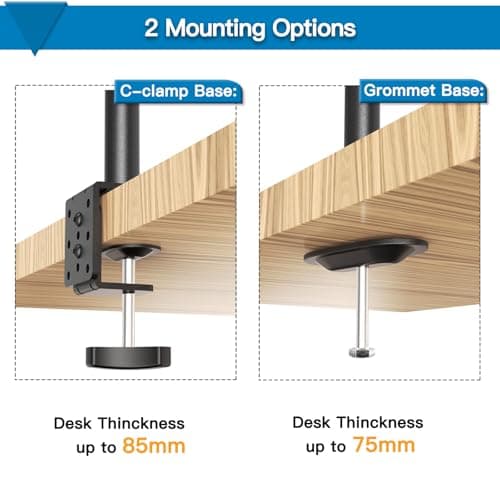 HUANUO Laptop Mount, Height Adjustable Dual Monitor Mount with Laptop Keyboard Tray Fit Two 13 to 27 Inch Flat Curved Computer Screens and 10 to 17 Inch Notebooks 5