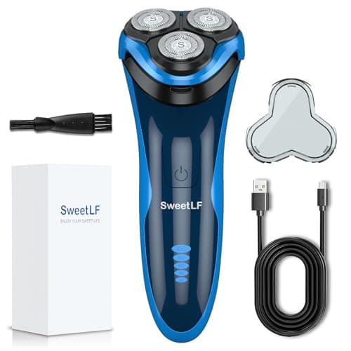 SweetLF Electric Shaver for Men, 3D Rotating Head, USB C Fast Charging, IPX7 Waterproof,Mens Razors with Pop Up Trimmer, Cordless Electric Razor for Men