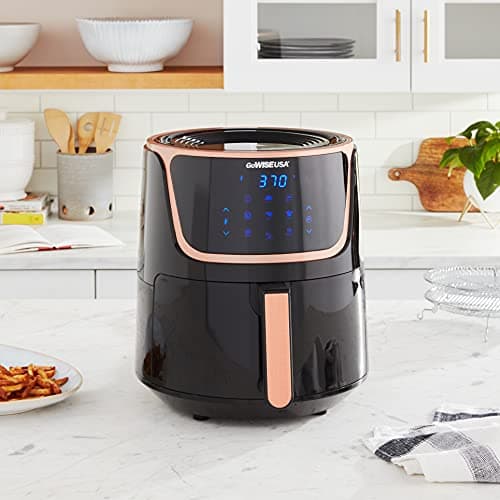 GoWISE USA GW22955 7-Quart Electric Air Fryer with Dehydrator & 3 Stackable Racks, Digital Touchscreen with 8 Functions + Recipes, 7.0-Qt, Black/Copper 10