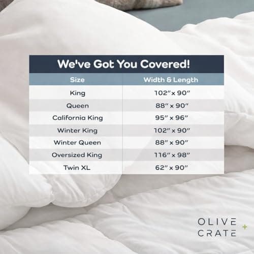 Olive + Crate Cooling Down Alternative Comforter - Hypoallergenic King Size Duvet Insert Lightweight - All Seasons Plush Design Bamboo Comforter - 100% Bamboo Viscose Outer Cover - White 102"x90" 7