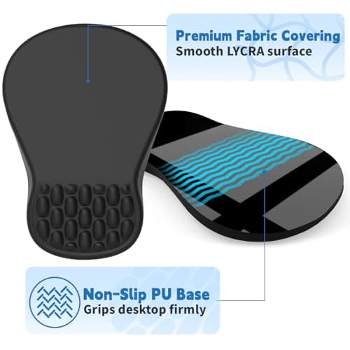YIWEI Ergonomic Mouse Pad with Wrist Support - Gel Memory Foam Mouse Mat for Computer Keyboard & Laptop - Non-Slip Base, Pain Relief for Home Office & Gaming - Black 5