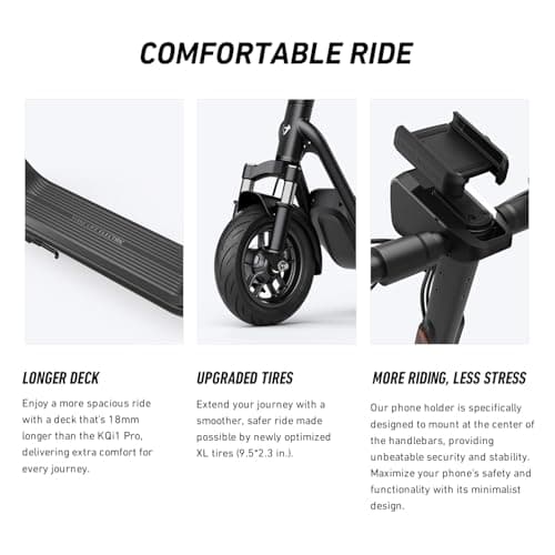 NIU Electric Scooter Adults - 100F E Scooter w/Suspension, Add. Foldable Handlebar and Turn Signals, 600W Peak Power, 18 Miles Max Range, 17.4 MPH, Lightweight Escooter for Commute 7