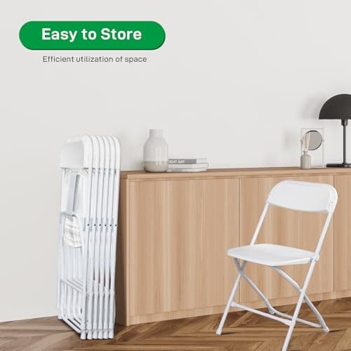 GODECOR 10pcs Folding Chair, Plastic Chairs with 330-Pound Capacity, Easy to Fold and Store Suitable for Indoor & Outdoor, Wedding, Party, Restaurant, Meeting Room, Patio and Garden, White 8
