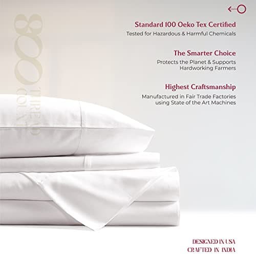 Mayfair Linen Luxury 100% Egyptian Cotton King Fitted Sheet Only - Premium 800 TC Hotel Quality Deep Pocket Cotton Fitted Sheet, Soft, Sateen Weave Bottom Sheet, Fits Mattress up to 18 in - White 8