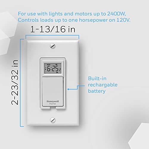 Honeywell Home RPLS730B1000/U RPLS730B1000 7-Day Programmable Light Switch Timer, White 6