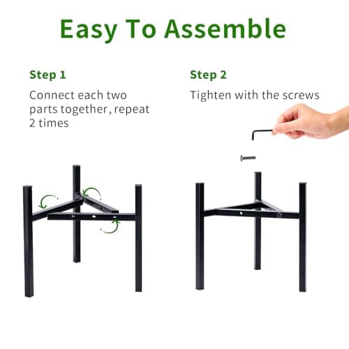 Airpark Plant Stand Indoor Adjustable, Metal Modern Plant Stands, Heavy Duty Stable Plant Pot Flower Holder Indoor Outdoor Corner, Fit 8 9 10 11 12 inch Pots, Black (Pot & Plant Not Included) 7