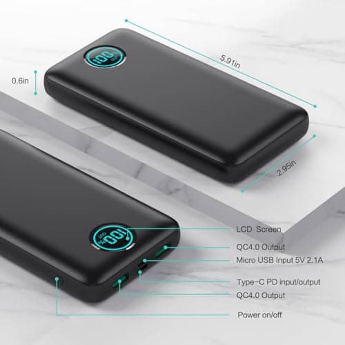 Portable Charger 30,800mAh Power Bank,25W PD QC 4.0 Fast Charging Portable Phone Charger with Tri-Outputs,LCD Display USB C Travel Essentials Battery Pack for iPhone 17/16/15/14,Android Samsung etc 7
