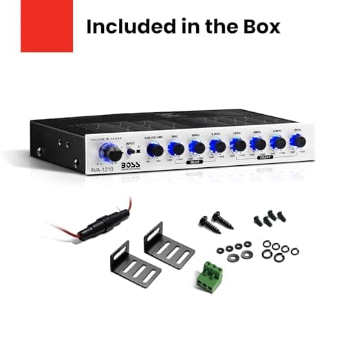 BOSS Audio Systems AVA1210 Car Equalizer - 7 Band Pre-Amp with Gold-Plated Front/Rear and Subwoofer Outputs, DPS Processor 5