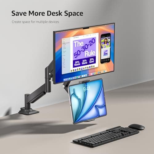 ergoiuon Universal VESA Mount Adapter for Tablets,Monitor Arm Extension Arm,Compatible with 4.7-15.6" Tablet/Phone/Portable Screen,Fits VESA 75x75 & 100x100 6