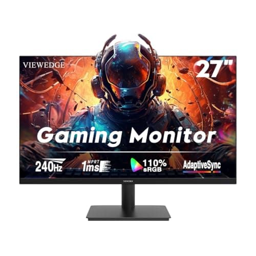 Viewedge Gaming Monitor 27 inch 240Hz 1ms FHD (1920x1080p) Computer Monitor, 110% sRGB HDR10 HDMI x 2 & DP x 2 Port, Built-in Speakers, Support Freesync and Wall Mount