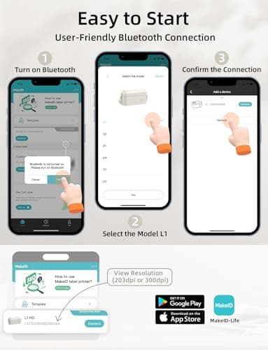 Makeid L1 Label Maker Machine with Tape - Portable & Rechargeable Label Makers Compatible with 9 12 16mm Waterproof Tape - Mini Bluetooth Labeler for Organizing Home Office School 7