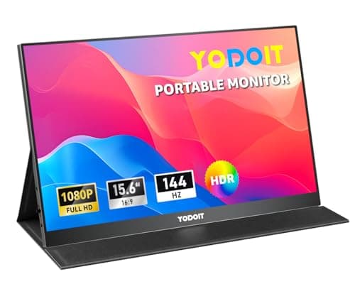 Yodoit Portable Monitor 144Hz 15.6" - FHD 1080P Gaming Screen for Laptop IPS Display with USB Type C Port and Speakers with Smart Cover Metal Compatible with PC, MacBook, Xbox (Black)
