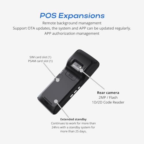 POS PDA Receipt Printer 58mm High Speed Thermal Printer with Android 8.1 5.0’’ Touch Screen. Handheld Mobil Point of Sale Tablet. Scan 1D/2D/QR barcodes. Support 3G and 2G. 3GB Ram + 8GB ROM. 9