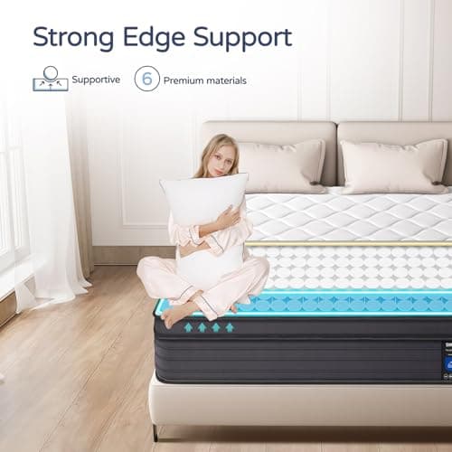 SIMARTH Mattress Memory Foam Hybrid Mattress with Motion Isolation and Pressure Relief, Strong Edge Support, Pocket Spring Full Size Mattress in a Box (10 Inch, Full) 6