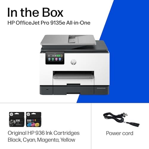 HP OfficeJet Pro 9135e Wireless All-in-One Color Inkjet Printer, Print, scan, copy, fax, ADF, Duplex printing best-for-office, 3 month Instant Ink trial included, AI-enabled (404M0A) 9