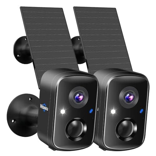 Hiseeu Security Cameras Wireless Outdoor, 2pcs Solar Powered 3K 4MP Surveillance WiFi Cameras for Home Security Outside, PIR/AI Motion Detection, Waterproof, Color Night Vision, 2-Way Audio, Black