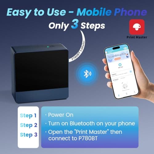 Label Maker Machine with-Tape 1 Inch, Wide Label Maker Waterproof-Labels, Bluetooth Rechargeable Labeler with 24mm 1" Laminated Tapes, Automatic Cutting Labeling Machine, Connects to PC/Phone - P780BT 6