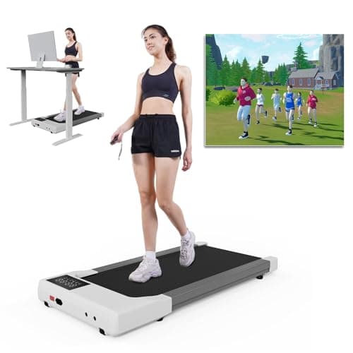 Lacuffy Under Desk Treadmill, Smart 2-in-1 Walking Pad for Walking and Jogging, Portable 2.5HP Low-Noise Treadmill with Remote & App Control, 300lbs Capacity