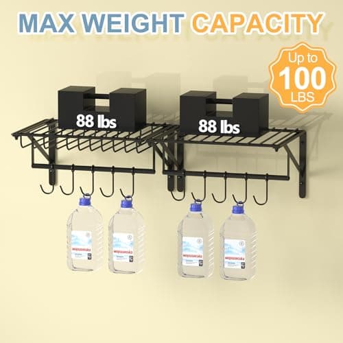 Hongtamoy 2 Packs Wall Mounted Pot Lid Rack Organizer, Hanging Pot and Pan Lid Organizer for Kitchen with 10 Upgrade Hooks, Pot Lid Holder for Cookware,Pans,Utensils Organization, Black 8