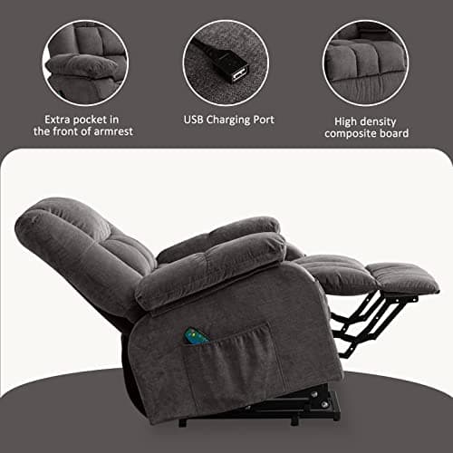 BOSMILLER Power Lift Recliner Chair Recliners for Elderly with Heat and Massage Recliner Chair for Living Room with Infinite Position and Side Pocket,USB Charge Port 5