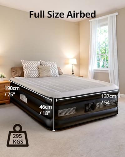 Airefina Air Mattress Full with Built in Pump for Guest Ungraded Blow Up Inflatable Mattress Type-0 Technology Air Coil 18" Full Size Airbed 3-Min Self Inflating with Carrying Bag Colchones Inflables 5