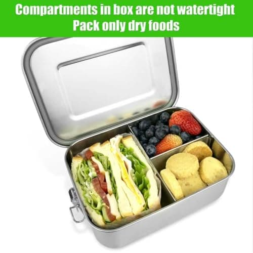 UPTRUST Leak Proof Stainless Steel Bento Container for Lunch, 40oz Bento Lunch Box for Kids or Adults, 3 Compartment Packing Box for Meal Fruit Snack (40OZ/1200ML) 5