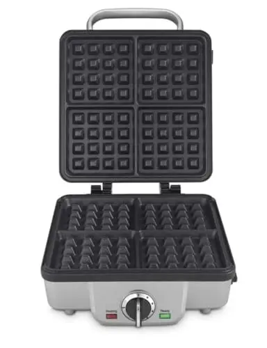 Cuisinart Belgian Waffle Maker with Pancake Plates, Nonstick Plates, 6 Browning Levels, Ready Indicator Lights, Temperature Control, Deep Waffle Pockets, WAF-300P1, Brushed Stainless