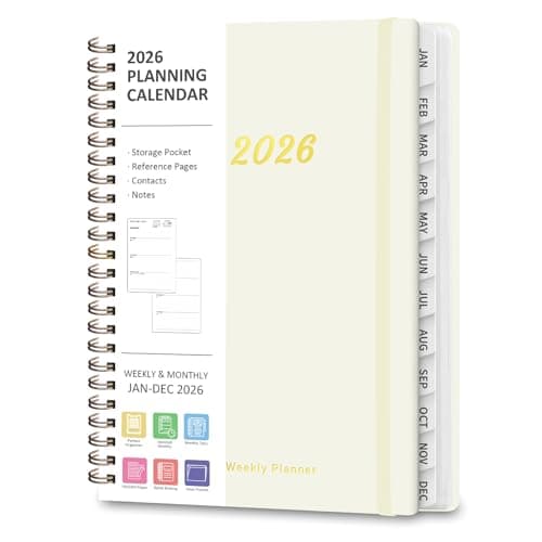2026 Planner, Weekly and Monthly Calendar Planning Agenda, Jan - Dec 2026, Academic Planner Book, Desk Accessories and Office School Supplies - A5 (6.3'' x 8.5'')