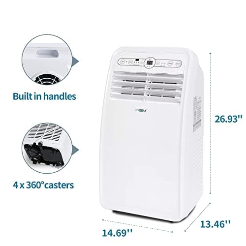 Uhome Portable Air Conditioner, 8000 BTU Compact AC Unit with Cooling, Dehumidifier, Fan, Remote Control and Window Mount Kit Included, White 7