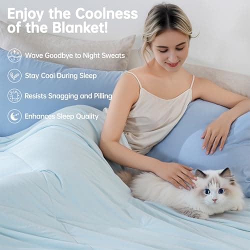 OtterOasis Cooling Comforter Oversized King for Hot Sleepers, 108"x90" Summer Cooling Blanket for Night Sweats, Silk Soft Lightweight Breathable All-Season Blue Cooling Quilt Blanket 5