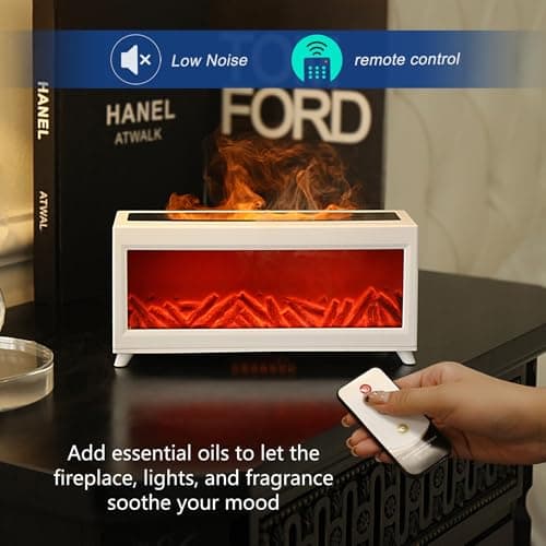 PATNOLE Essential Oil Diffuser,Aromatherapy Diffuser,220ml Ultrasonic Cool Mist Humidifier, Fireplace Colorful Flame Oil Diffusers for Home, Large Room, Office, Timer or Waterless Auto-Off. (White) 5