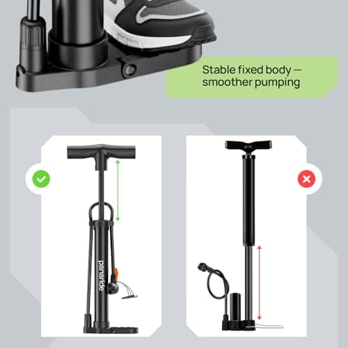 Bike Pump Floor, Advanced Bike Tire Inflator, Bicycle Hand Air Pump with Dual Presta and Schrader Valves, Handheld Pump, Suitable for Road and Mountain Bikes, Baby Stroller, Balls (Portable) 6