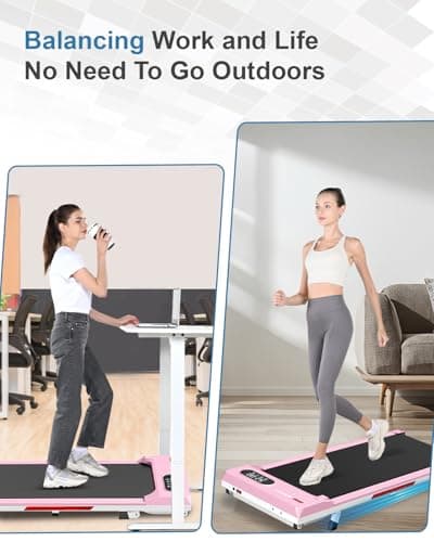 Gywowken Walking Pad with 5% Incline, Under Desk Portable Treadmill for Home Office 4 in 1, Ultra Quiet<45dB, Remote Control, 300+ LB Capacity, Pink 7