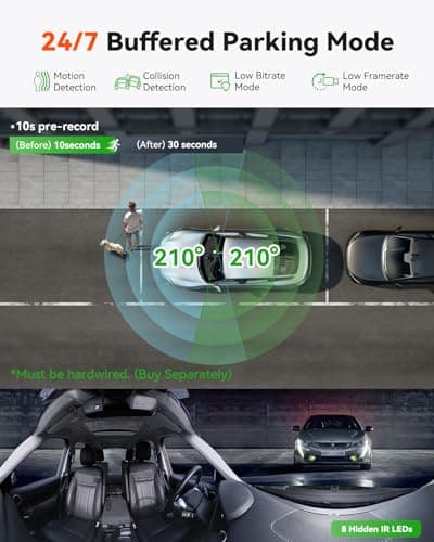 Vantrue E360 Front Inside Dual Fisheye Dash Cam, Front Interior Dual Infrared Dash Camera, Dual STARVIS 2, HDR, Touchscreen, WiFi, GPS, 24H Buffered Parking Mode, Support 1TB Max 5