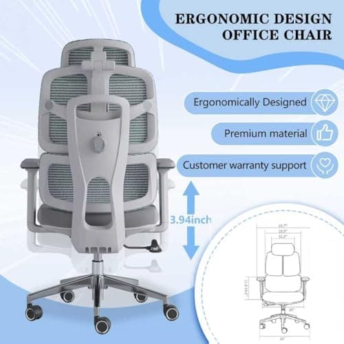 Ergonomic Office Chair 500 LBS Home Mesh Office Chair Comfortable Gaming Desk Chairs Adjustable 90-125° Tilt Rolling Computer Chairs with Wheel 3D Armrest 6