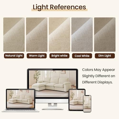 HALLYBEE Modular Sectional Sofa Deep Seat Cloud Couch with Reversible Chaise L Shaped Couch with Padded Armrests Chenille Sectional Sofas for Living Room Apartment Office Beige 9