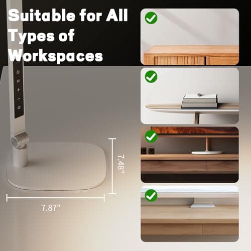 LED Desk Lamp for Home Office, Desk Light for Video Call, 3 Color Temperature 10 Brightness Computer Light, Dimmable Led Desk Light with Memory & Timer Func, Metal Swing Arm Architect Desk Lamp White 7