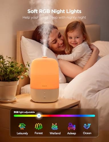 GoveeLife Smart Humidifiers for Bedroom, 3L Top Fill Cool Mist Humidifiers with Essential Oil Diffuser, Humidity Control, WiFi Air Humidifier with Night Light, for Baby, Plants, Home, Work with Alexa 5