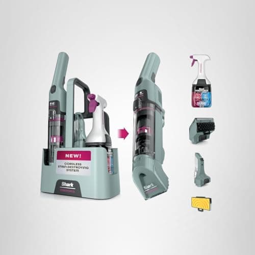 Shark StainForce Cordless Portable Spot, Stain, & Odor Remover System for Carpets, Area Rugs, Upholstery, Stairs, with Storage Caddy, Accessories, and Full-Size Cleaning Solution, HX101 (New) 13