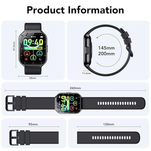 Smart Watch for Men Women, 1.96" Smartwatch (Answer/Make Call), IP68 Waterproof Fitness Tracker, 112+ Sport Modes, Heart Rate and Sleep Monitor, Pedometer, Smartwatches for Android iOS,Black 7