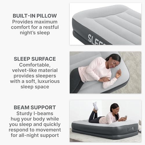 SLEEPLUX Durable Inflatable Air Mattress with Built-in Pump, Pillow and USB Charger 5