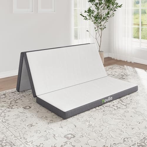 Novilla Folding Mattress Twin Size, 4 Inch Responsive Comfort Foam Foldable Mattress Twin with Breathable & Washable Cover, Relief & Support, Portable Trifold for Floor, Camping
