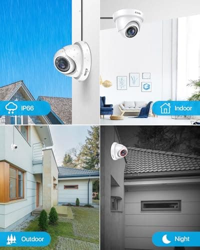 ZOSI 4Pack 2.0MP HD 1080P Security Cameras Kit, 80ft Night Vision, Indoor Outdoor Home CCTV Dome Camera for 1080P/5MP/4K HD-TVI Analog DVR System 5