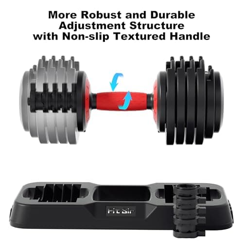 Fit Sir Adjustable Dumbbell Set, 10-in-1 25LB Ajustable Dumbbells with Safe Locking System, Enclosed Storage Tray, 1 Sec Fast Adjustment, Comfortable Non-Slip Textured Grip, Suitable for Home Gym Workouts Men and Women 6
