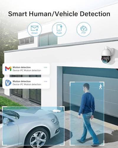 Jennov 6MP POE Outdoor Camera, PTZ IP Dome Surveillance Camera with 20X Optical Zoom, 355° Pan & 90° Tilt, Human Vehicle Detection, Auto Tracking, Spotlights Color Night Vision, Two Way Audio 5