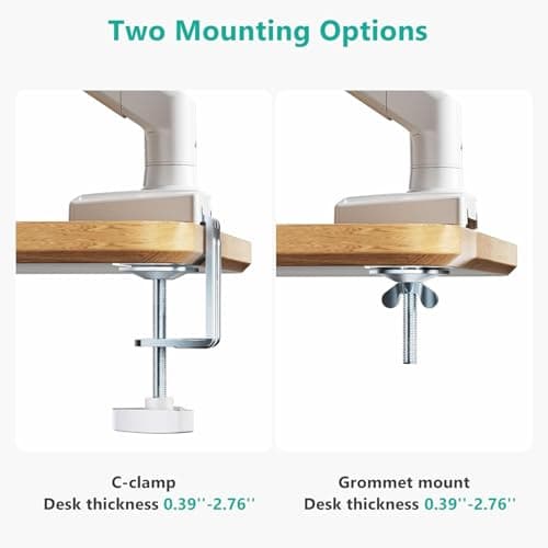 WALI Single Monitor Arm Mount Stand, Adjustable Gas Spring Arm Monitor Mount for Display up to 32 Inch,19.8lbs Capacity (GSMP001W), White 9