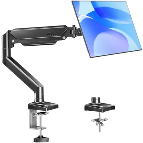 Monitor Arm for 13-32 inch Screens, Monitor Desk Mount, Adjustable Height, VESA Mount with Clamp & Grommet Bases, Freelift Black