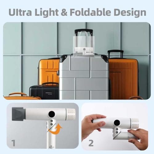 AIKO PRO Salon Ionic Hair Dryer, 1800W High-Speed Foldable Travel Blow Dryer, Brushless Motor for Fast Drying & Frizz Control, 3 Temps & 3 Speeds, Lightweight, Portable & Quiet with 3 Magnetic Nozzles 9