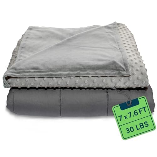 Quility Weighted Blanket for Adults - 30 LB King Size Heavy Blanket for Cooling & Heating - 100% Cotton Big Blanket w/Glass Beads, Machine Washable Blankets - 86"x92", Grey