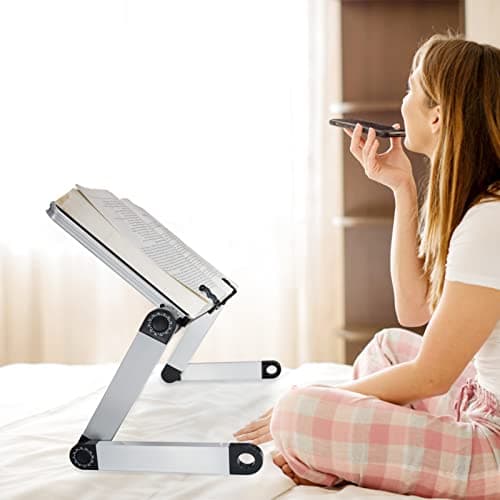 Adjustable Book Stand,Durable and Lightweight Aluminum Book Holder Stand with 2 Flexible Paper Clips,Ergonomic Book Holder for Tablets, Magazines, Documents 7